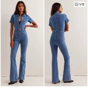 new WE THE FREE jayde flare stretch jeans jumpsuit s small